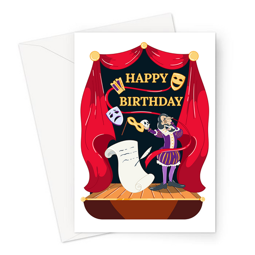 Happy Birthday Theatre Greeting Card | Happy Birthday Card For Theatre Goer, Musical Theatre, Actor, Broadway, West End, Shakespeare On Stage, Show