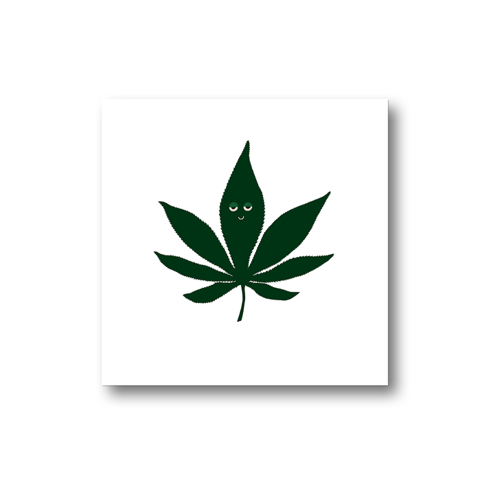 Stoned Weed Leaf Fridge Magnet | High Cannabis Leaf Illustration, Hand Illustrated Fine Art Marijuana, Stoner, Ganja, Hash, Pot, 420