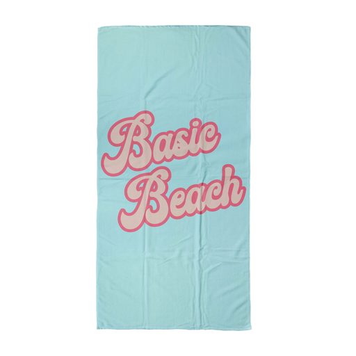 Basic Beach Beach Towel | Hen Do Beach Towel For Her, Basic Bitch Pun In Groovy Seventies Font