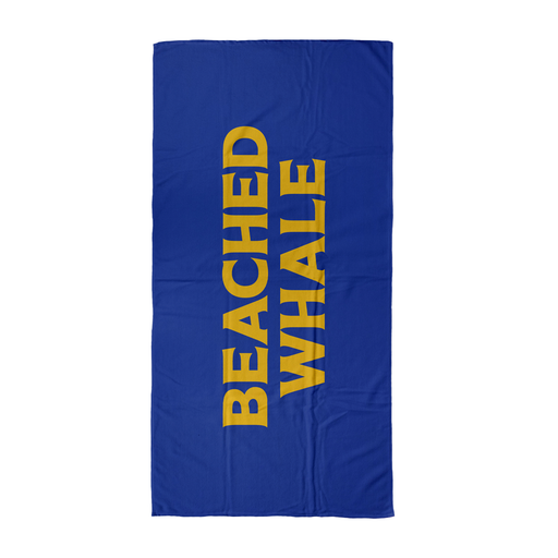 Beached Whale Beach Towel | Funny, Rude Pop Art Beach Towel, Whale Joke, Blue, Yellow