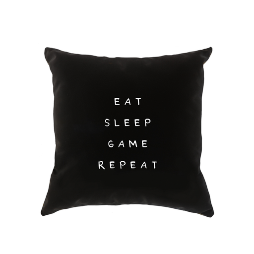 Eat Sleep Game Repeat Cushion | Funny Gamer Cushion For Games Room, Birthday Present For Gamers, Gaming Obsessed