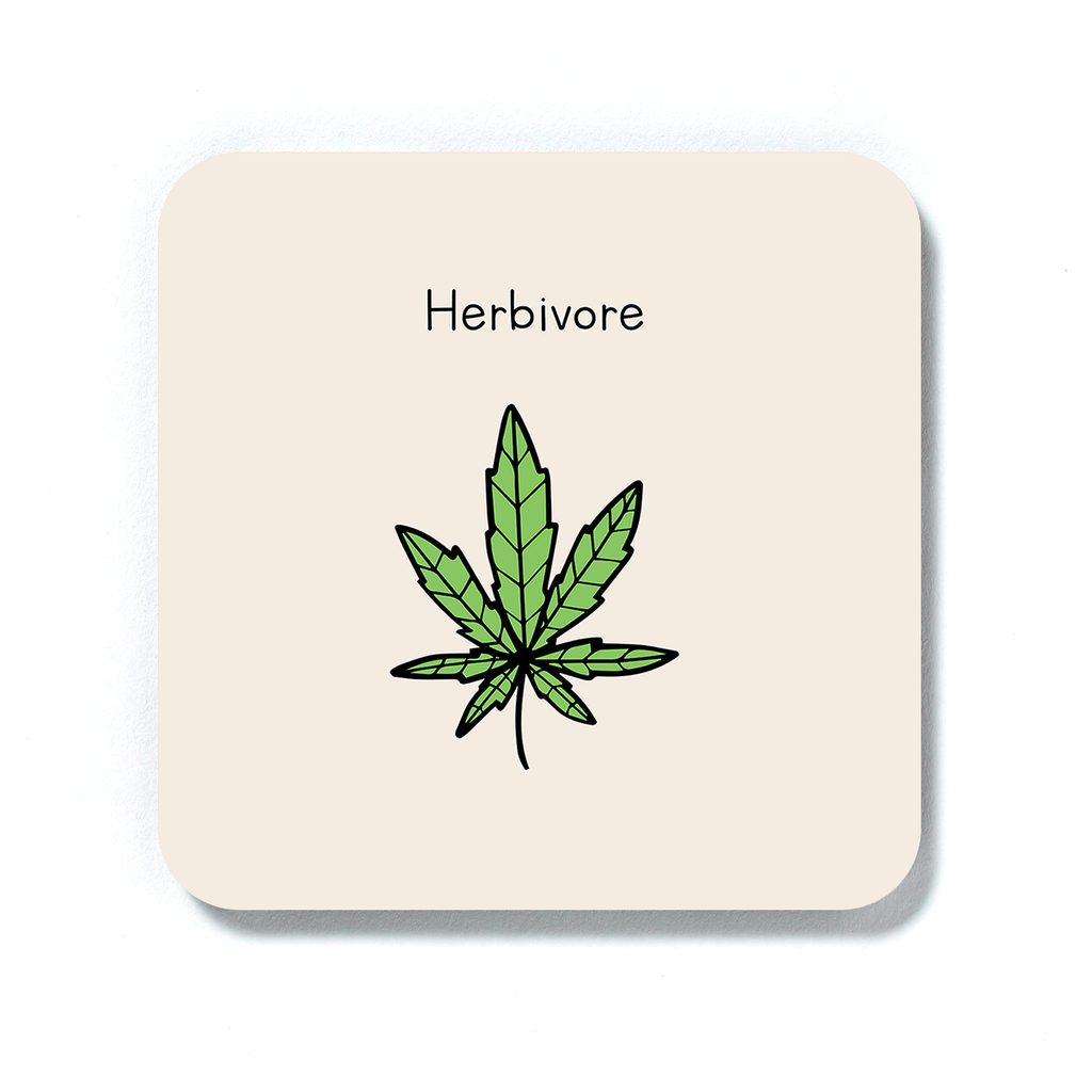 Herbivore Coaster Weed Drinks Coaster, Punny Gift For Stoner, Weed