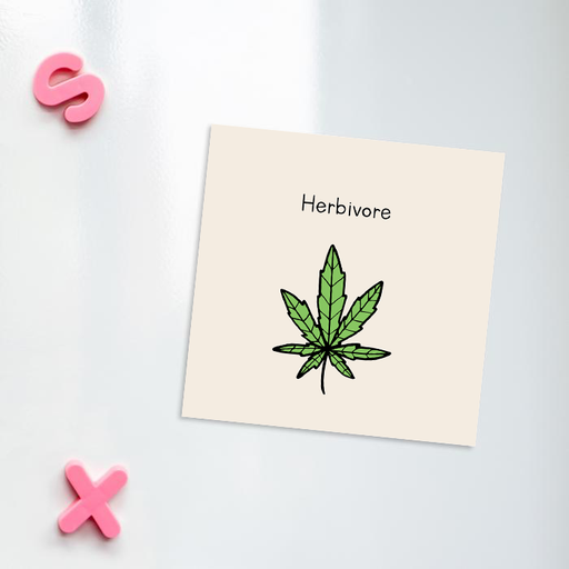 Herbivore Fridge Magnet | Weed Kitchen Magnet, Punny Gift For Stoner, Weed Smoker, Vegan Stoner, Cannabis, Marijuana, Ganja, Hash, Pot