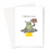 I Believe In You Greeting Card | Cute, Funny Alien Good Luck Card, Alien Sitting On UFO Holding Good Luck Sign, Flying Saucer