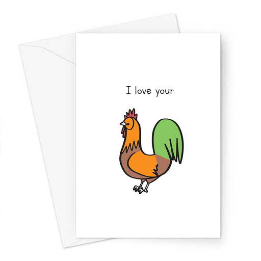 I Love Your Cock Greeting Card | Funny, Rude Anniversary Card For Him, Boyfriend, Husband, Valentines, Cockeral Doodle