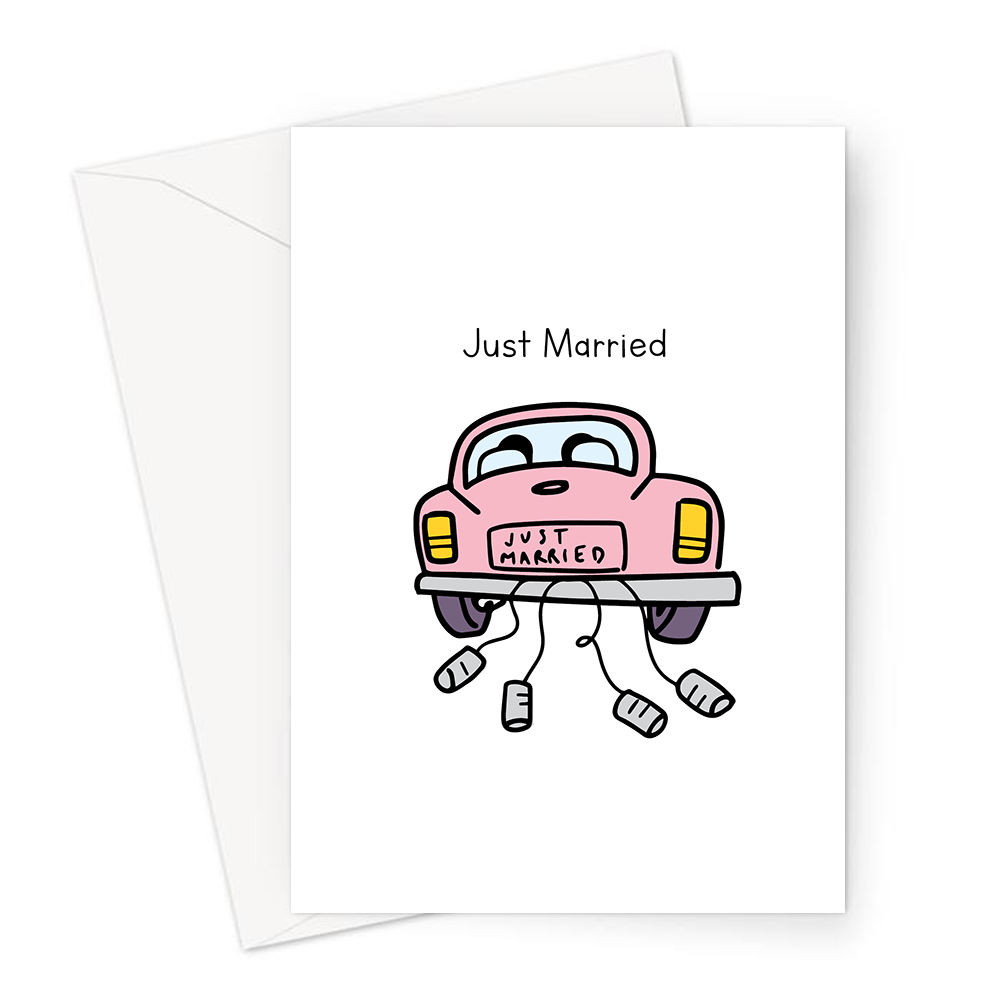 Just Married Greeting Card Doodle Wedding Congratulations Card Just Got Married Marriage
