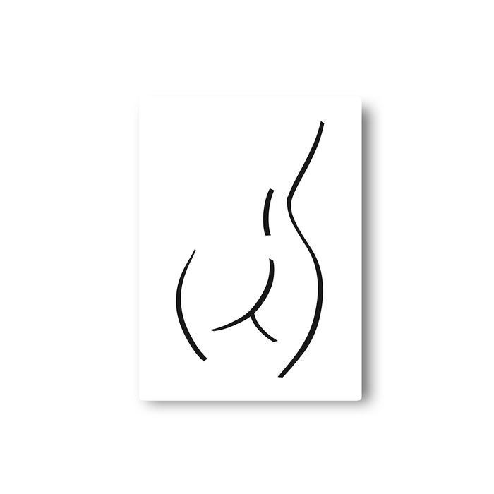 Abstract Nude Female Derrière Monochrome Sticker | Naked Female Form Line Drawing Sticker, Bottom, Bum, Feminist, Female Empowerment