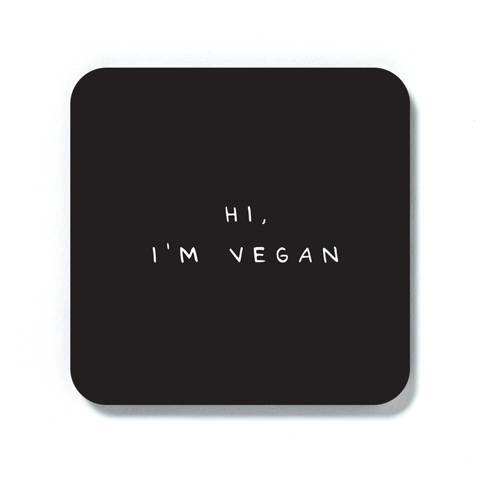 Hi I'm Vegan Coaster | Gifts For Vegans, Drinks Mat For Vegan, Veggie, Plant Based, Vegan Humour
