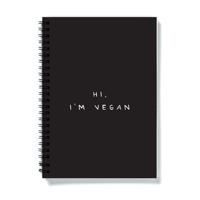 Hi I'm Vegan A5 Notebook | Gifts For Vegans, Journal For Vegan Recipes, Veggie, Plant Based, Vegan Humour