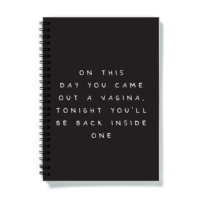 On This Day You Came Out A Vagina Tonight You'll Be Back Inside One A5 Notebook | Funny Birthday Gift For Men, Rude Notebook For Him, Birthday Journal