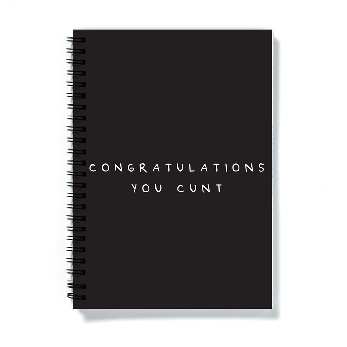 Congratulations You Cunt A5 Notebook | Congratulations Gift, Graduation Gift, Rude Journal, Black and White Notebook, New Job, Well Done