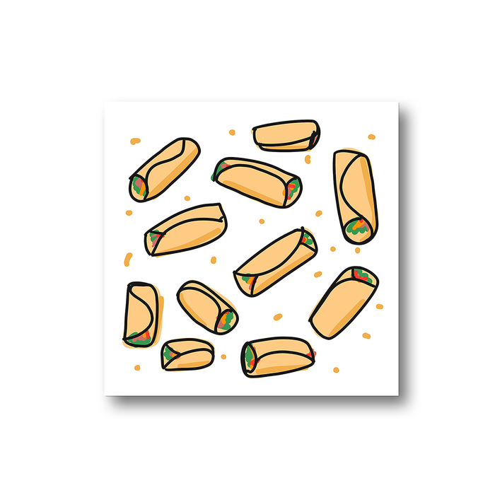 Burrito Print Fridge Magnet | Burritos Pattern Kitchen Magnet, Mexican Food, Burrito Illustration, Breakfast Burrito, Veggie Burrito