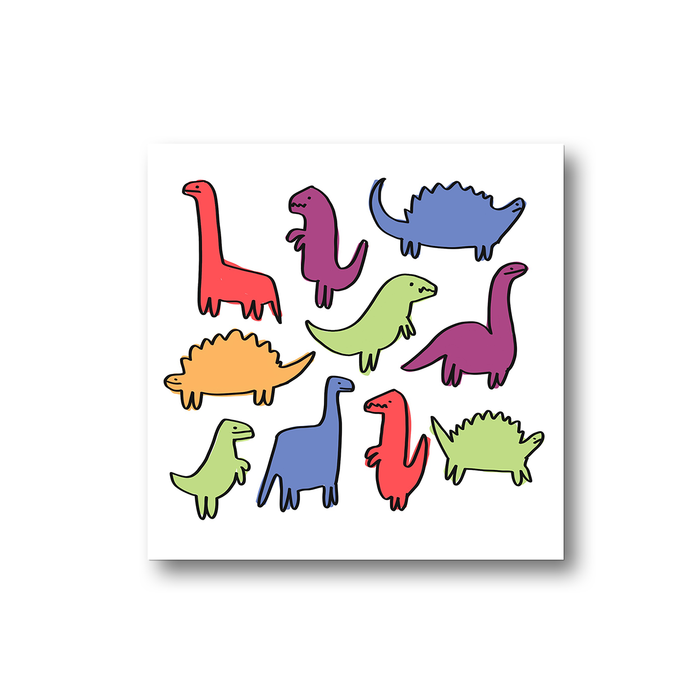 Dinosaur Print Fridge Magnet | Dino Pattern Kitchen Magnet, Different Coloured Dinos Illustration, Different Dinosaurs Print