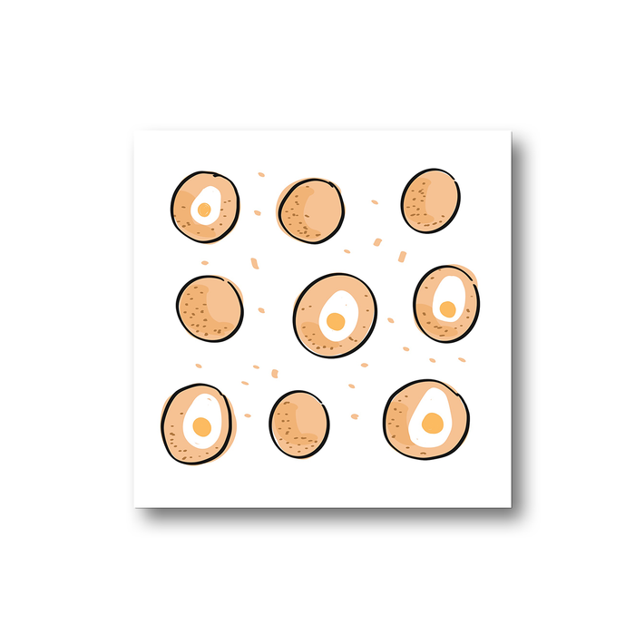 Scotch Egg Print Fridge Magnet | Scotch Egg Pattern Kitche Magnet, Scotch Egg Illustration, Scotch Eggs, British Food, Pastry, Picnic Food