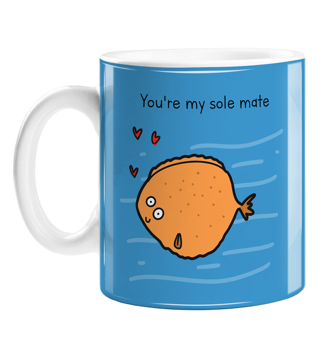 You're My Sole Mate Mug | Funny Sole Fish Pun Pun Anniversary Gift For Husband Or Wife, Sole Fish, Love Hearts