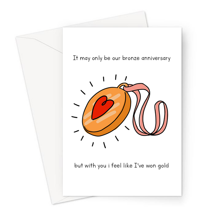 It May Only Be Our Bronze Anniversary But With You I Feel Like I've Won Gold Greeting Card | Bronze, Eighth Anniversary Card For Husband, Wife