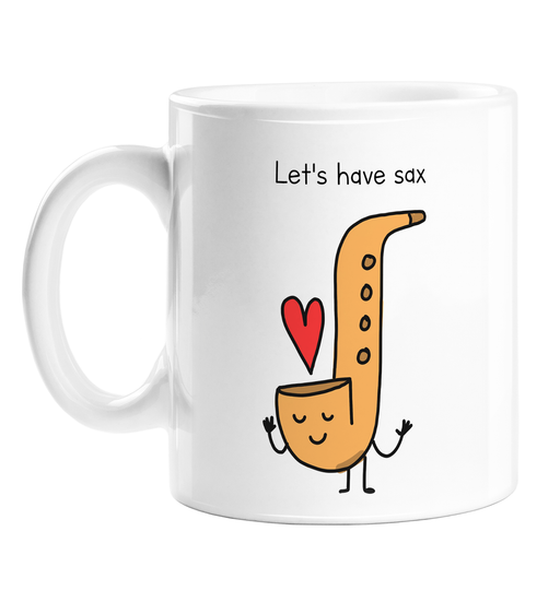 Let's Have Sax Mug | Funny Musical Instrument Pun 24th Anniversary Gift For Husband Or Wife, Saxophone Let's Have Sex Joke