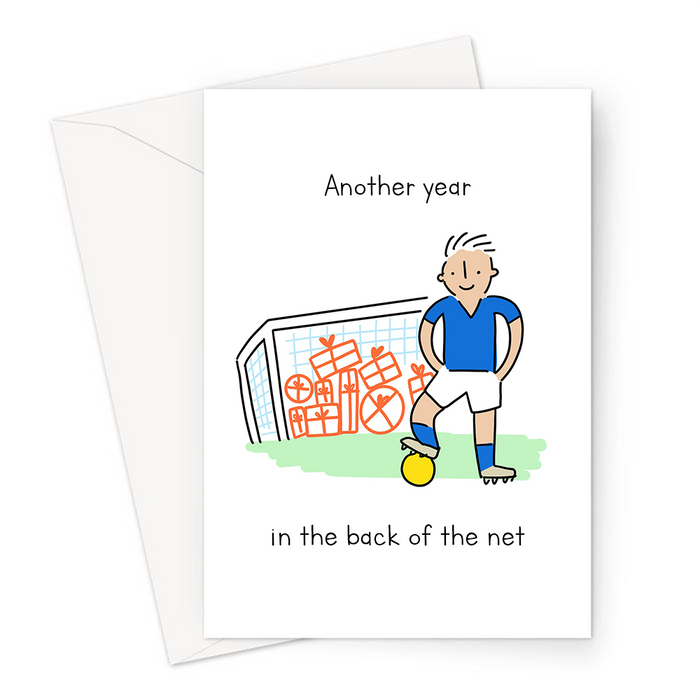 Another Year In The Back Of The Net Greeting Card | Funny Football Birthday Card For Footballer, Player, FPL, Fantasy Football, Premier League, FIFA