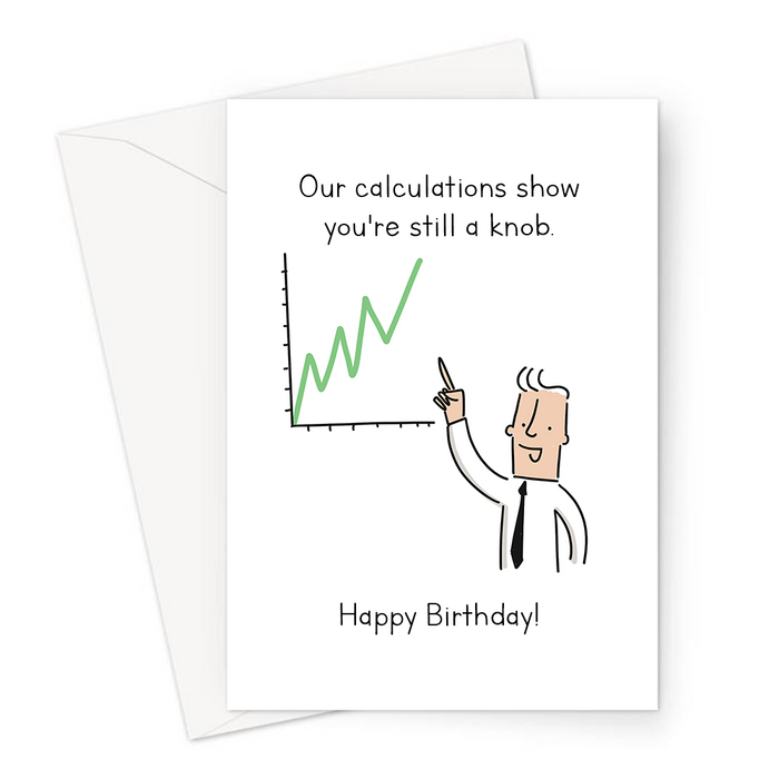 Our Calculations Show You're Still A Knob. Happy Birthday!Greeting Card | Funny, Offensive Birthday Card For Friend, Family, Man Presenting Chart
