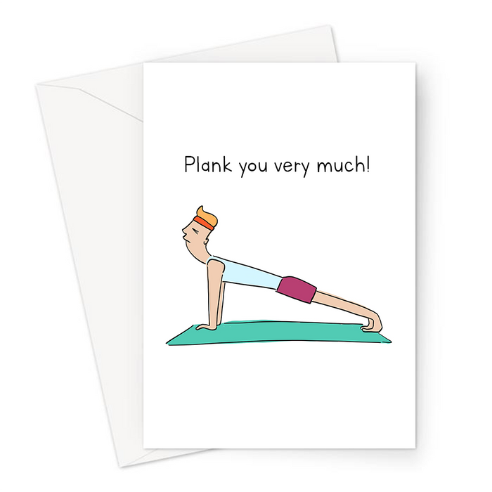 Plank You Very Much! Greeting Card | Funny Thank You Card, Yogi In Plank Position, Yoga, Pilates, Thanks, Cheers, For Him, Thank You Very Much
