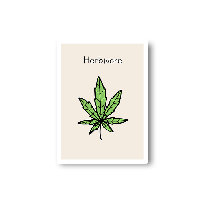 Herbivore Doodle Sticker | Weed Pun Gift For Stoner, Gift For Weed Smoker, Vegan Stoner, Cannabis, Marijuana, Hash, Pot, Ganja