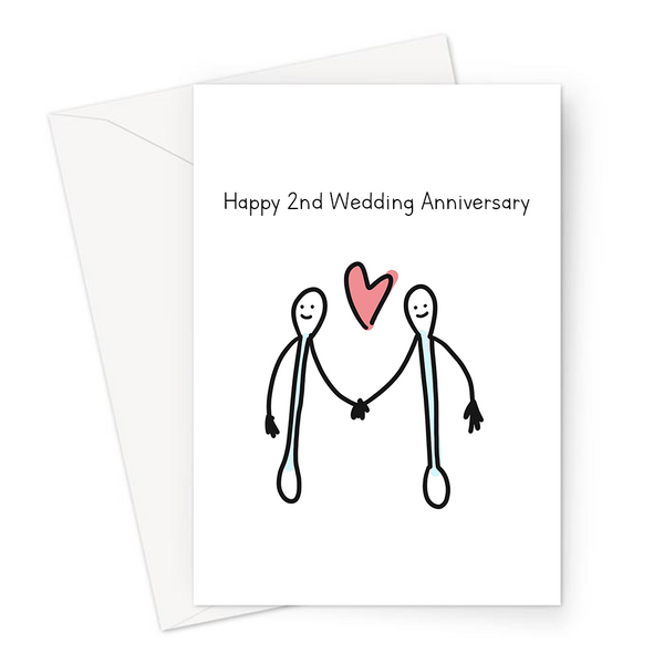 Happy 2nd Wedding Anniversary Greeting Card Cotton Wedding