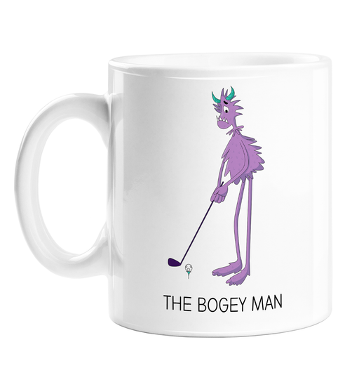 The Bogey Man Mug | Funny Golf Pun Mug, Gift For Golfer, Sad Purple Monster Holding Golf Club, Boogeyman, Bogey, PGA, Grand Slam, US Open