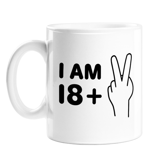 I Am 20 Mug | 18 + 2, Funny, Deadpan 20th Birthday Gift For Friend, Son, Daughter, Sibling, Twentieth Birthday, 2 Fingers Up, Fuck Off, Twenty