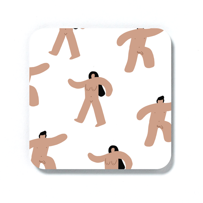 Abstract Nude Men And Women Coaster | Naked People Coaster, Rude Coaster, Abstract Nude Drinks Mat, Naked Marching Men And Women Coaster, LGBTQ+