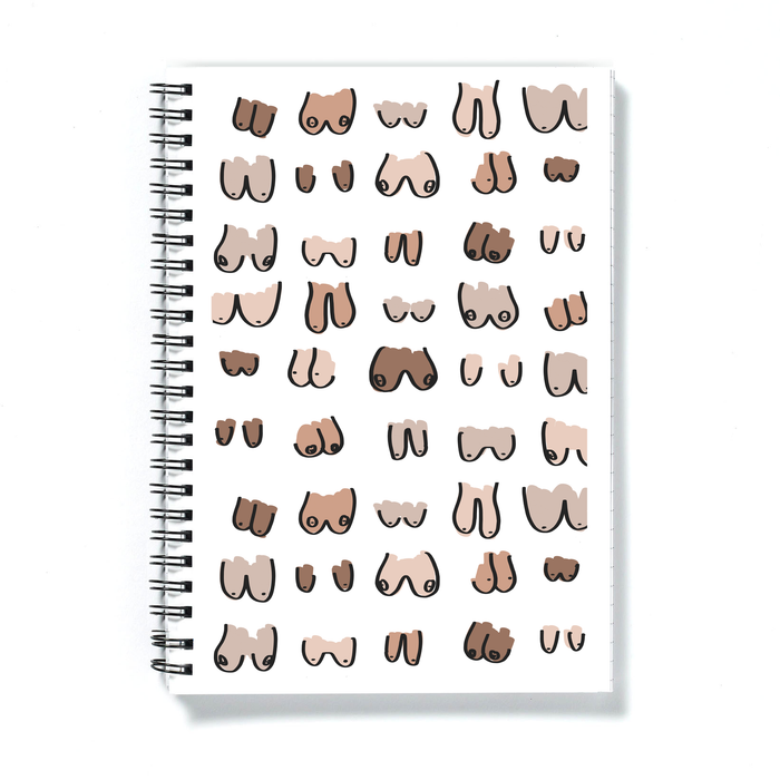 Abstract Boobs A5 Notebook | Coloured Boob Print Journal, Breasts In Different Shapes, Sizes & Colours, Abstract Nude, Female Empowerment, LGBTQ+