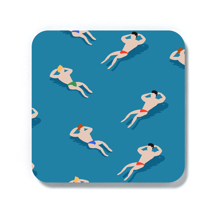 Bathing Men Coaster | Swimming Men Coaster, Men In Speedos Coaster, LGBTQ+ Coaster, Art Deco, Retro