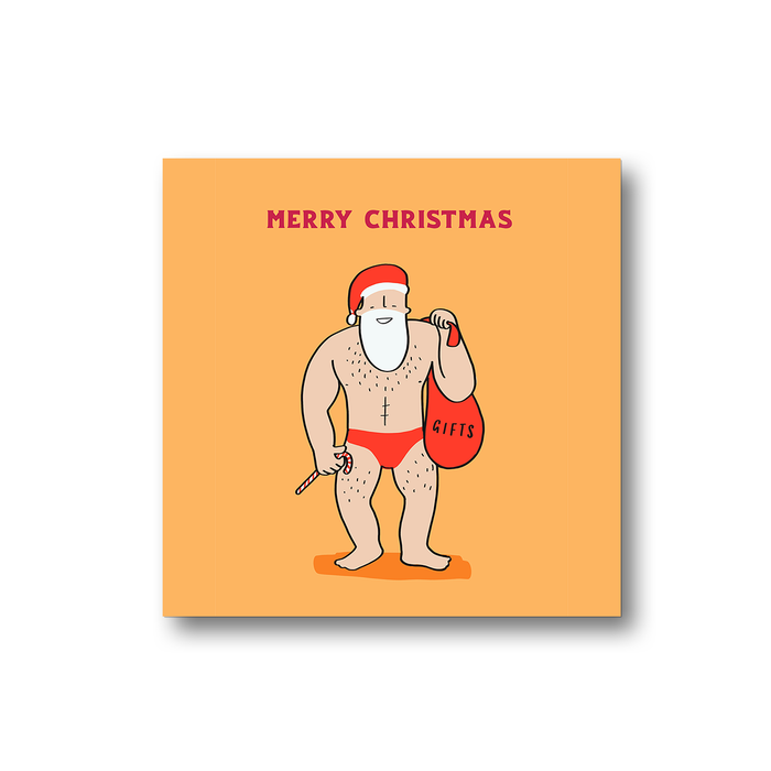 Buff Male Santa Merry Christmas Fridge Magnet | Funny Christmas Gift, Stocking Filler, Decorations, LGBT, Sexy Santa With Sack Of Presents