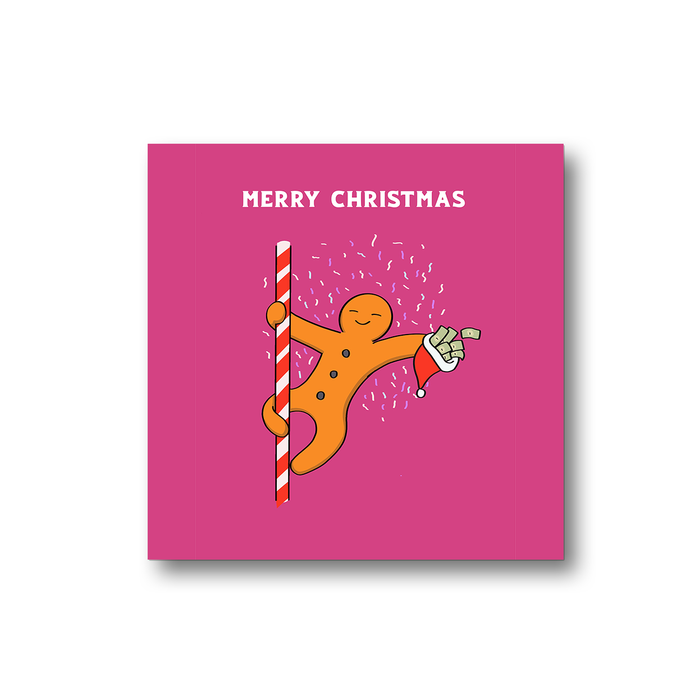 Gingerbread Man Pole Dancing Merry Christmas Fridge Magnet | Funny, Joke Christmas Gift, Stocking Filler, Decor, Gingerbread Man Dancing On Candy Cane