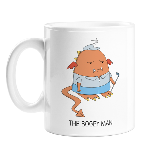 The Bogey Man Mug | Funny Golf Pun Mug, Gift For Golfer, Sad Monster Holding Golf Club, Boogeyman, Bogey, PGA, Grand Slam, US Open