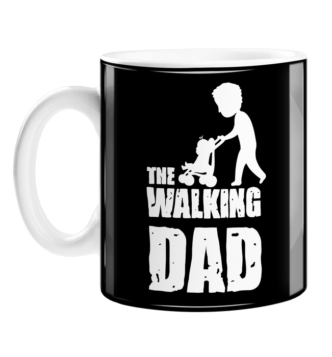 The Walking Dad Mug | Funny Gift For New Dad, New Father, Him, Husband, New Baby, The Living Dead Zombie Pun Mug, Tired Dad Pushing Pram