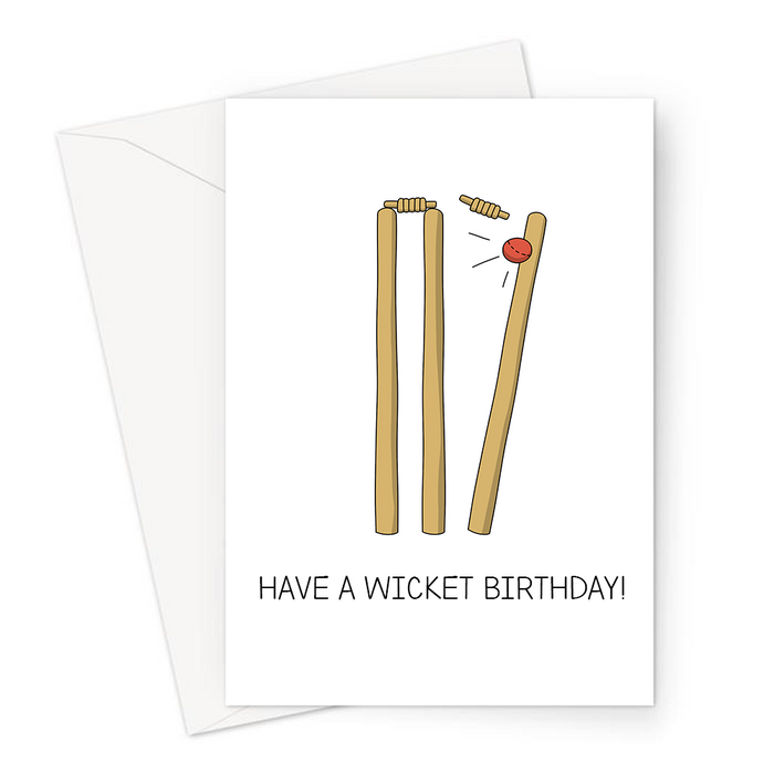 Have A Wicket Birthday! Greeting Card | Funny Cricket Birthday Card For Cricketer, Cricket Player, Cricket Fan, T20, Ashes