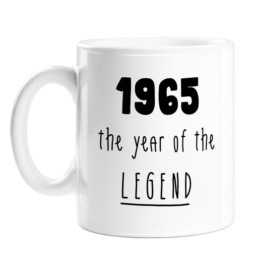 1965 The Year Of The Legend Mug | Complimentary Birthday Gift For Friend, Grandma, Grandad, Mum, Dad, Born In The Sixties, 60s, Birth Year Mug