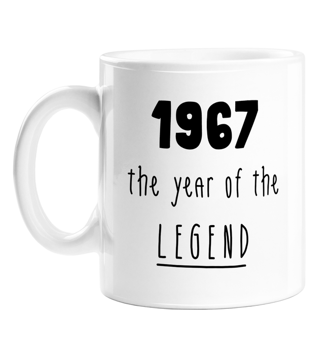 1967 The Year Of The Legend Mug | Complimentary Birthday Gift For Friend, Grandma, Grandad, Mum, Dad, Born In The Sixties, 60s, Birth Year Mug