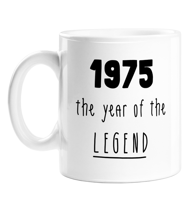 1975 The Year Of The Legend Mug | Complimentary Birthday Gift For Friend, Brother, Sister, Mum, Dad, Born In The Seventies, 70s, Birth Year Mug