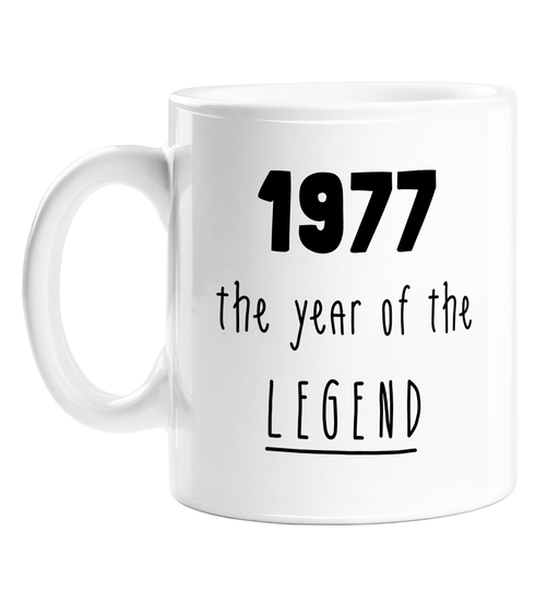 1977 The Year Of The Legend Mug | Complimentary Birthday Gift For Friend, Brother, Sister, Mum, Dad, Born In The Seventies, 70s, Birth Year Mug