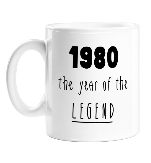 1980 The Year Of The Legend Mug | Complimentary Birthday Gift For Friend, Brother, Sister, Mum, Dad, Born In The Eighties, 80s, Birth Year Mug