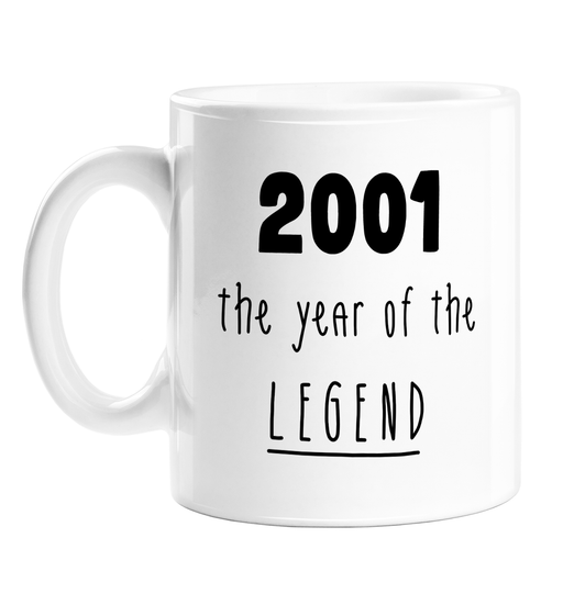 2001 The Year Of The Legend Mug | Complimentary Birthday Gift For Friend, Sibling, Son, Daughter, Born In The Naughties, 00s Baby, Birth Year Mug