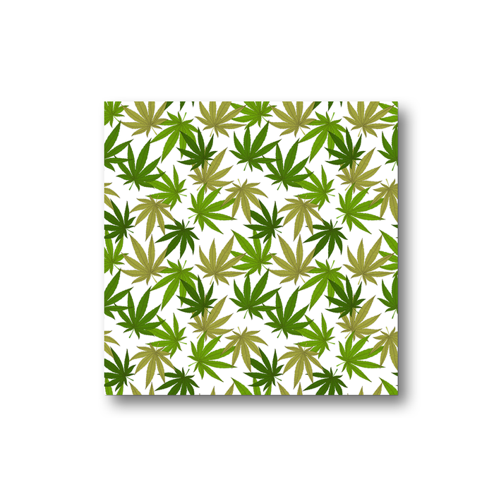 Weed Print Green Fridge Magnet | Cannabis Leaf Illustration In Greens, Hand Illustrated Fine Art Marijuana Leaves, Colourful Kitchen Magnet