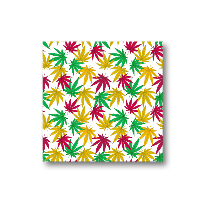 Weed Print Fridge Magnet | Cannabis Leaf Illustration In Red, Green & Yellow, Hand Illustrated Fine Art Marijuana Leaves, Colourful Kitchen Magnet