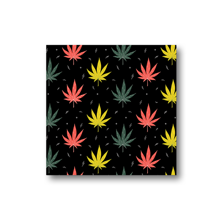 Weed Illustration Fridge Magnet | Cannabis Leaf Illustration In Red, Green & Yellow, Hand Illustrated Fine Art Marijuana Leaves, Dope Kitchen Magnet, Ganja, Hash, 420