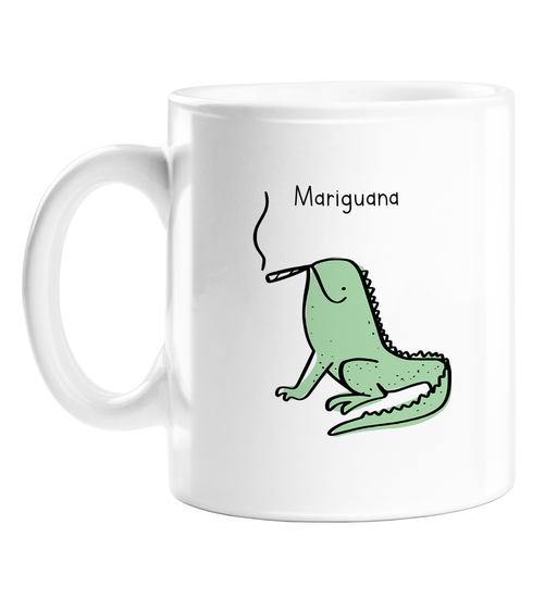 Mariguana Mug | Funny Gift For Weed Smokers, Stoners, Smoking Iguana Doodle, Cannabis, Marijuana, Hash, Dope, Ganja