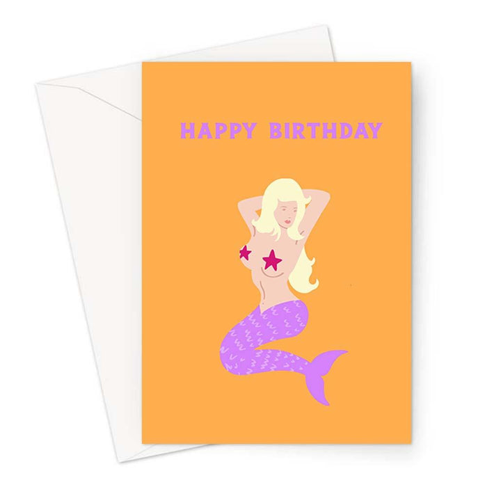 Mermaid Happy Birthday Greeting Card | Sexy Mermaid Birthday Card For Her, Funny Birthday Card For Friend, LGBTQ+, Siren