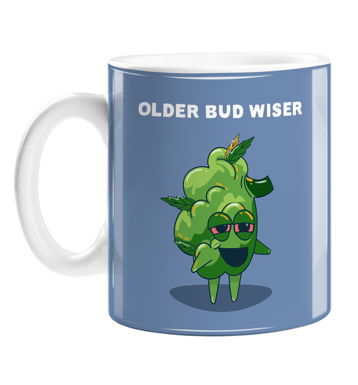 Older Bud Wiser Mug | Stoned Weed Bud Pun Coffee Mug For Stoner, Weed Smoker, Cannabis, Marijuana, Mary J, Hash, Pot