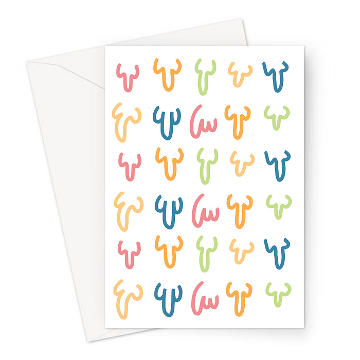 Penis Print Greeting Card | Funny Hen Do Card, LGBTQ+ Card, Colourful Penis Illustration Card, Willy Print, Multicoloured Penises Card