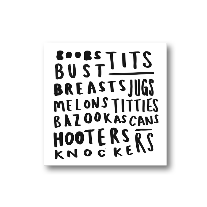 Boobs Word Art Fridge Magnet | Tits, Breasts, Titties, Bazookas, Knockers, Hooters, Melons, Cans, Buns
